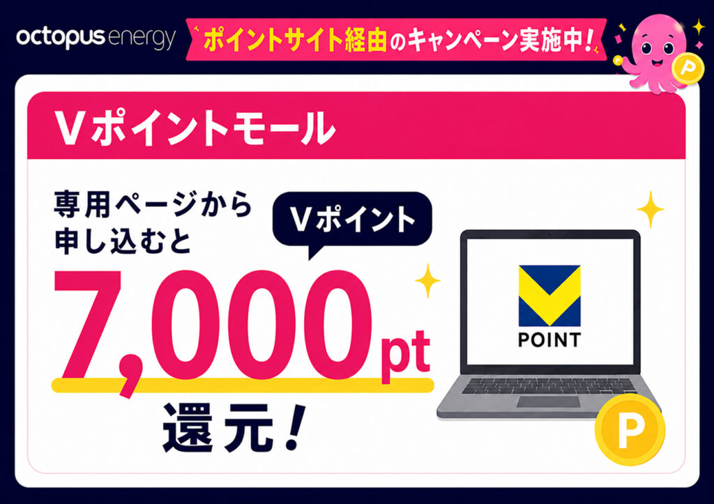 ポイントサイト経由のキャンペーン ・Vポイントモール 専用ページから申し込むとVポイント7,000pt還元