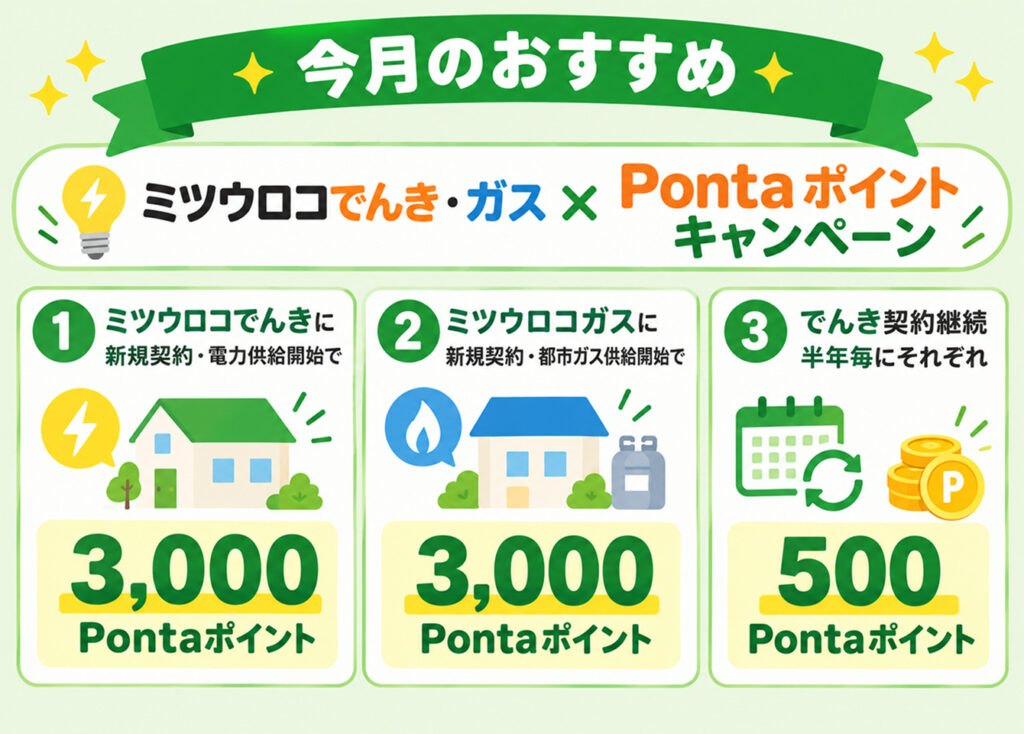 ミツウロコでんき
今月のおすすめキャンペーン